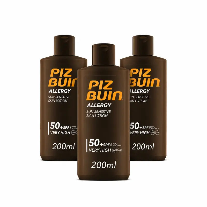 Piz Buin Allergy Creme Solar Corporal FPS 50, Embalagem de 3 x 200 ml