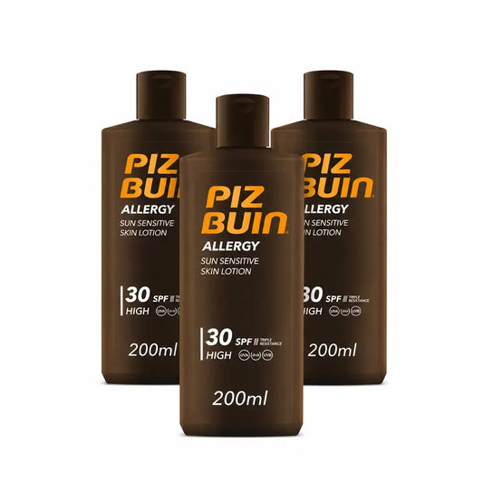 Piz Buin Allergy Protector Solar Corporal FPS 30  Peles Sensíveis, Loção corporal, Proteção UVA/UVB, Embalagem com 3 x 200 ml