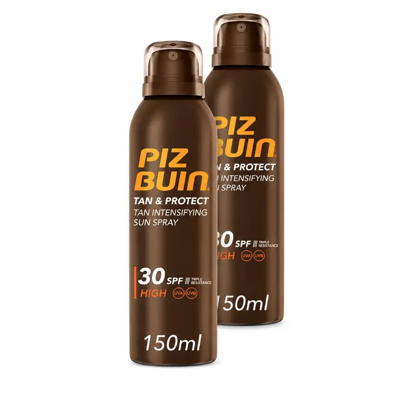 Piz Buin Tan & Protect Spray Solar Intensificador do Bronzeado FPS 30, Embalagem com 2 x 150 ml