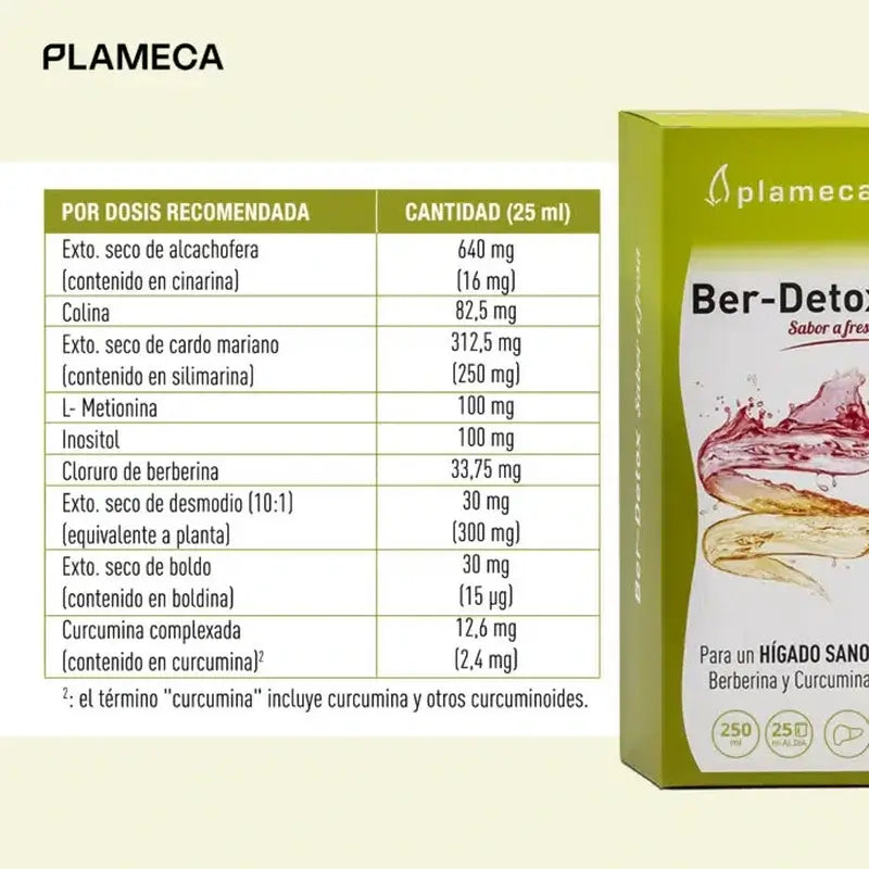 Plameca Ber-Detox Sabor a Morango, 250 Ml