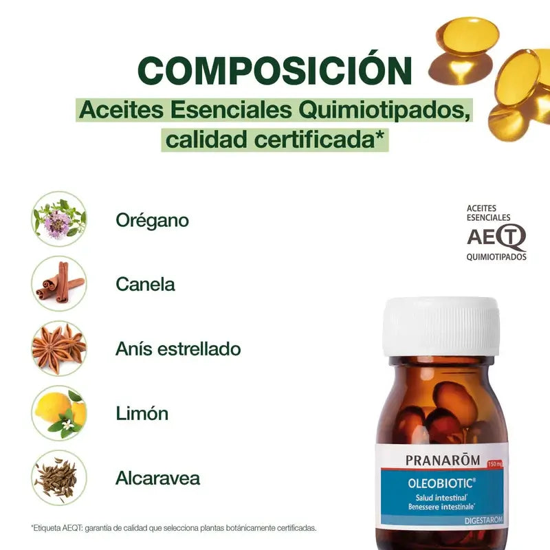 Pranarom Digestarom Oleobiótico Saúde Intestinal, 15 cápsulas