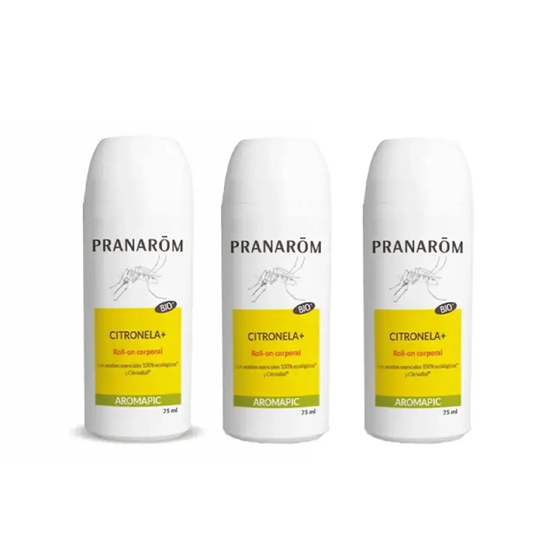 Pranarôm Roll-On Citronela + Leite Corporal Orgânico, 3X75 Ml