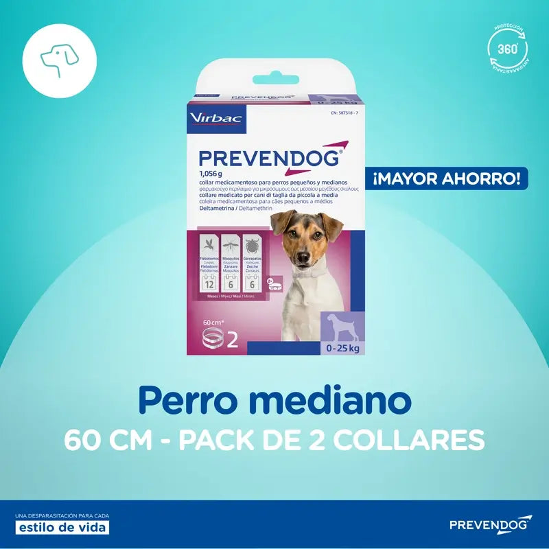 Virbac Prevendog Coleira Antiparasitária 60 cm 2 unidades