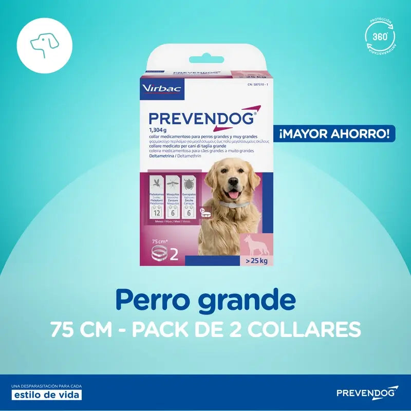 Virbac Prevendog Coleira Antiparasita 75 cm 2 unidades