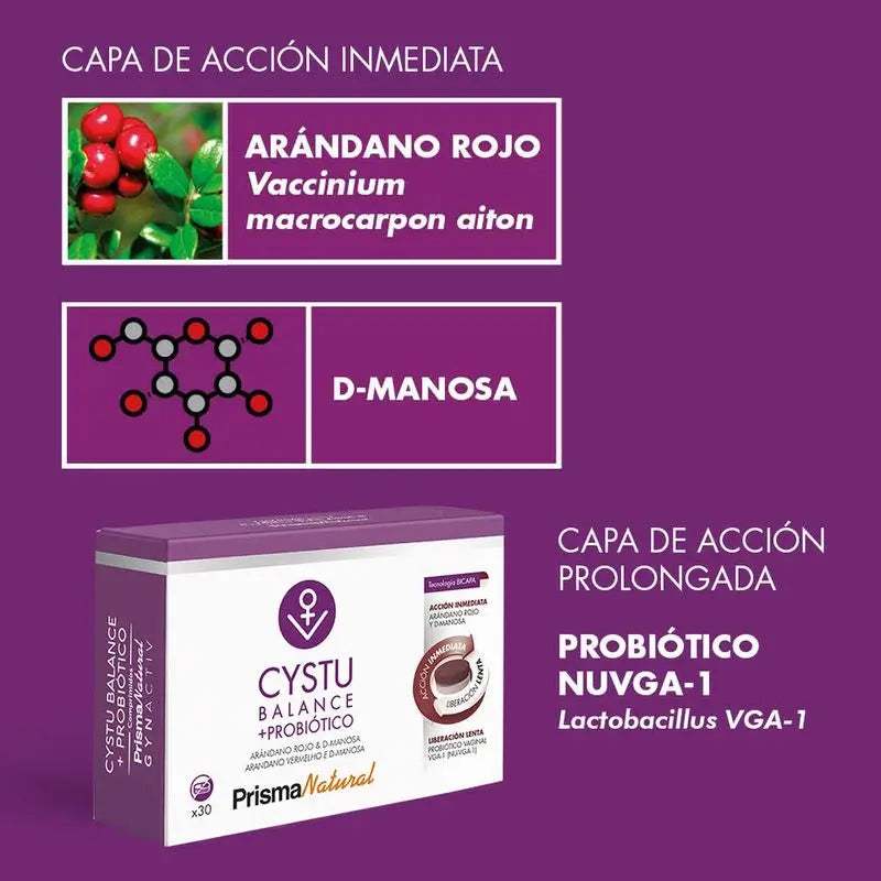 Gynactiv Cystu-Balance + Probiótico, 30 comprimidos