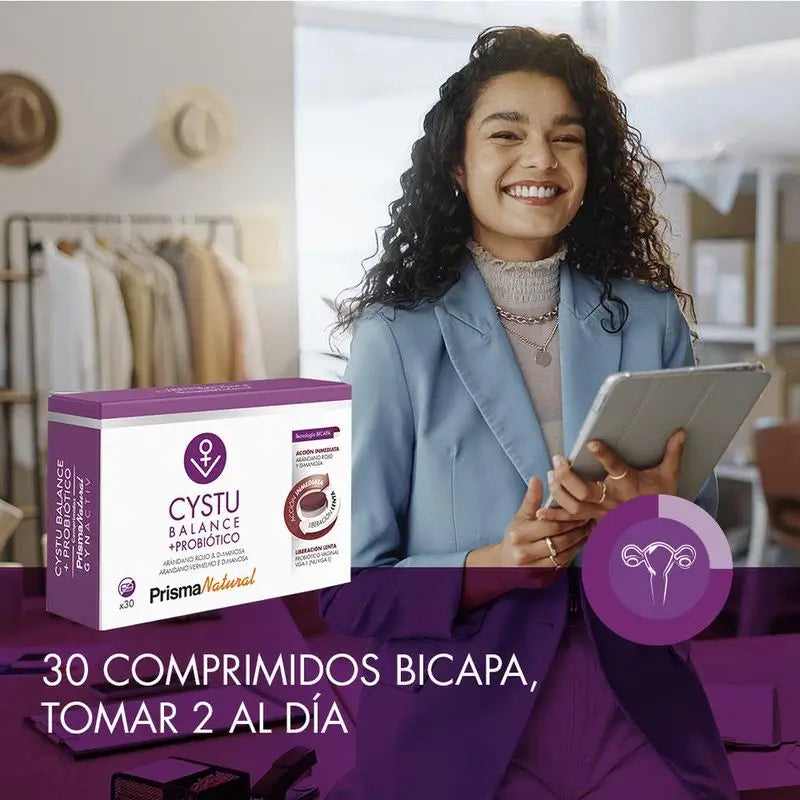 Gynactiv Cystu-Balance + Probiótico, 30 comprimidos