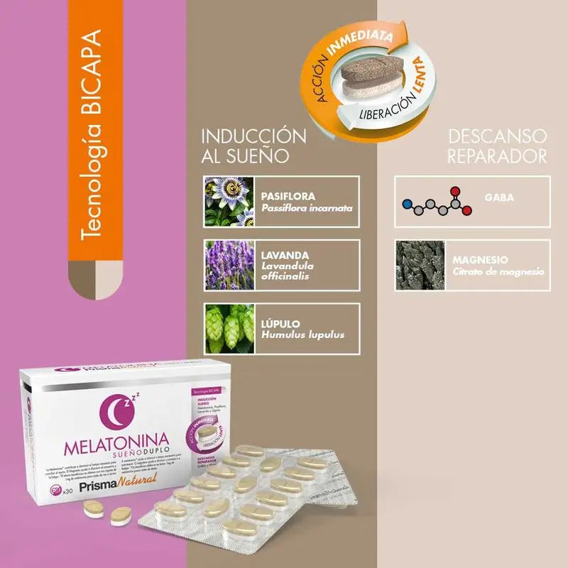 Prisma Natural Melatonin Bicapa Sleep, 30 comprimidos
