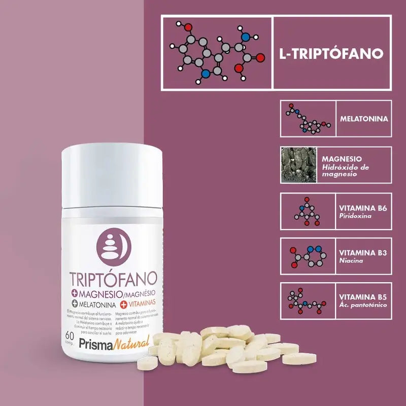 Prisma Natural Tryptophan + Mg + Melatonin, 60 Comprimidos