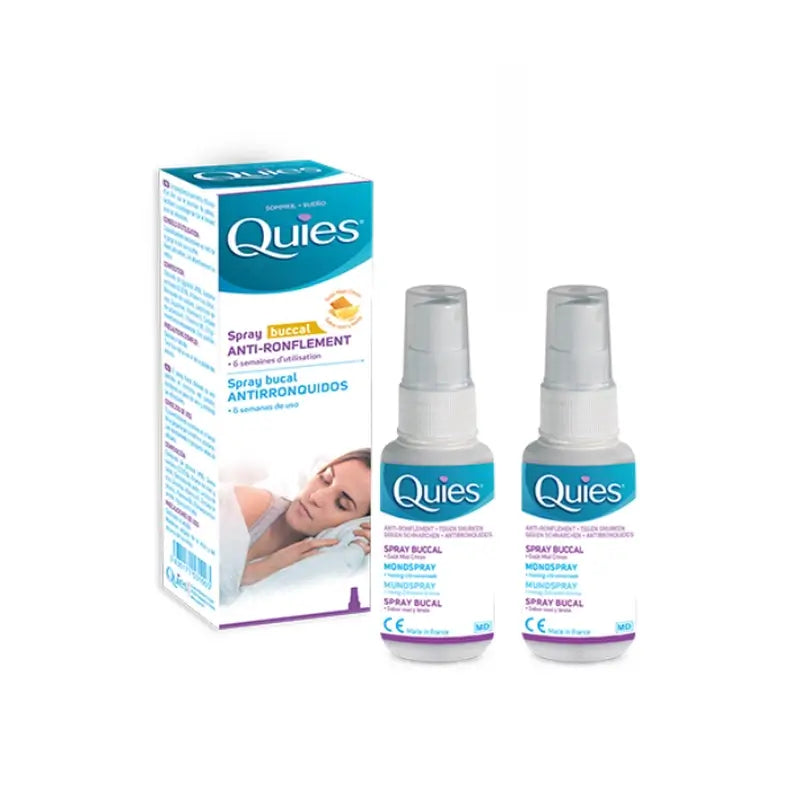 Embalagem de spray anti-ronco Quies, 2 x 70 ml