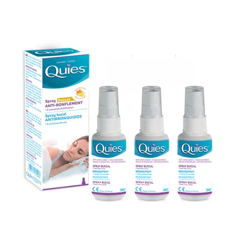Embalagem de spray anti-ronco Quies, 3 x 70 ml