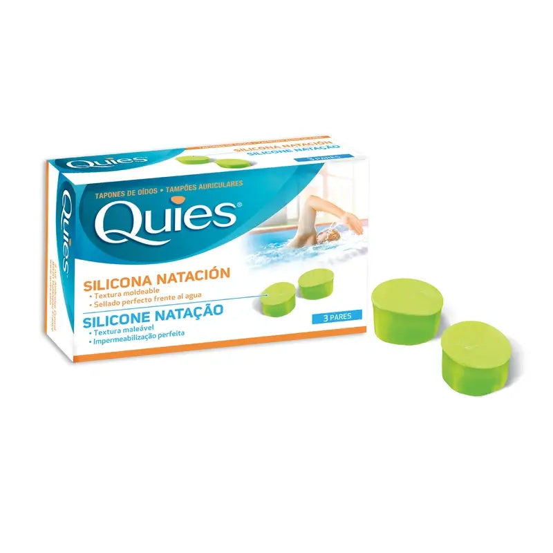 Tampões de natação de silicone Quies para adultos 6 tampões.