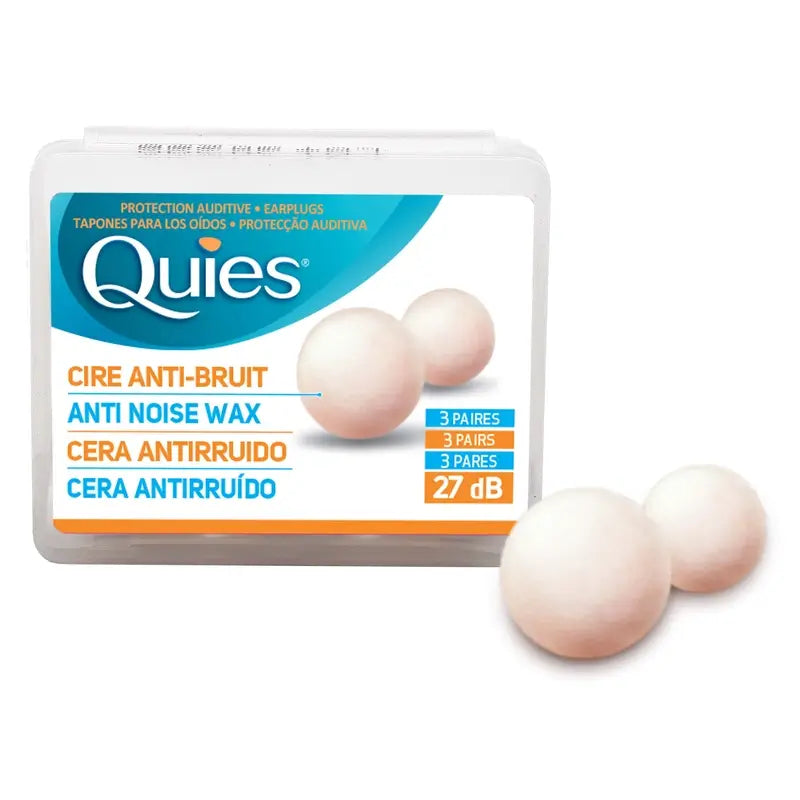 Tampões para os ouvidos de cera com cancelamento de ruído Quies Wax 6pcs.