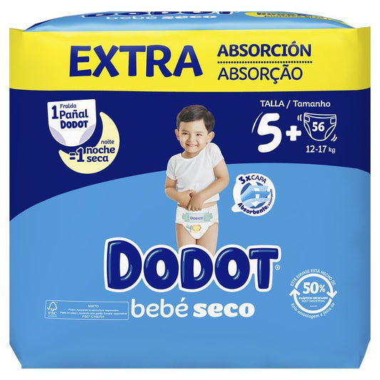 Dodot Baby Dry Extra - Pacote Jumbo Tamanho 5 Nappies, 56 pcs.