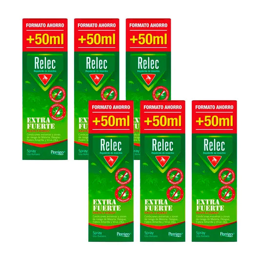 Relec Spray Repelente de Mosquitos Extra Forte, Embalagem 6 x 125 ml