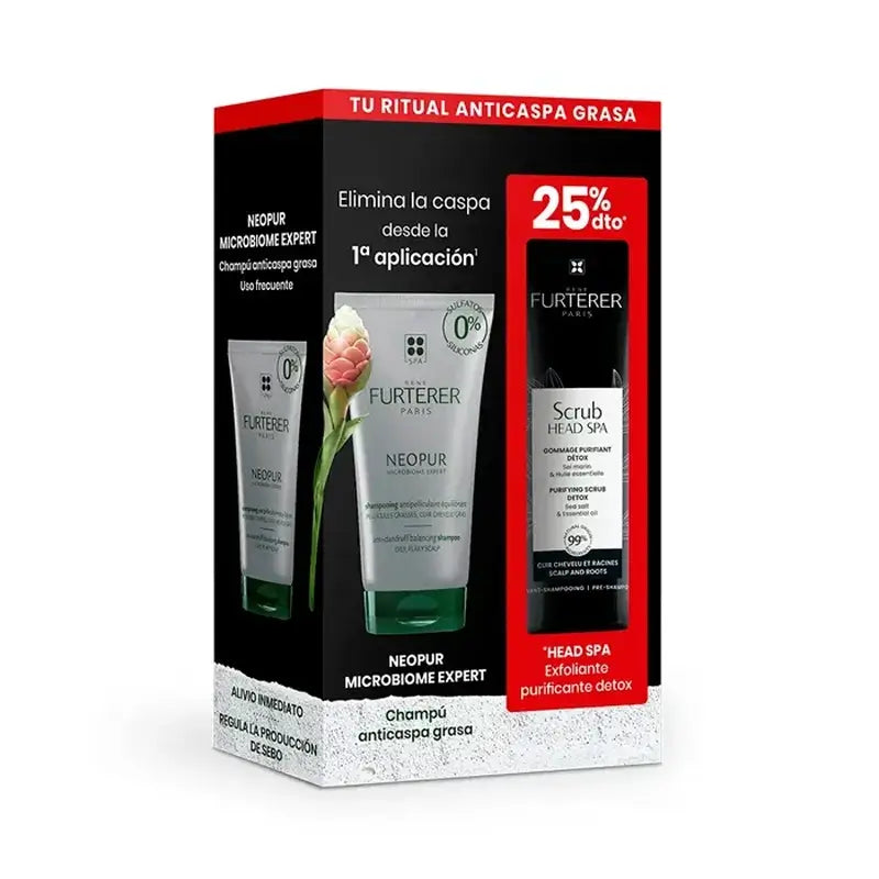 Rene Furterer Neopur Champô Anti-Caspa Oleosa 150Ml + Head Spa Esfoliante Desintoxicante Purificante 150Ml