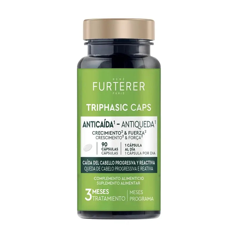 René Furterer Triphasic Caps Pacote de suplemento anti-queda de cabelo 90 cápsulas