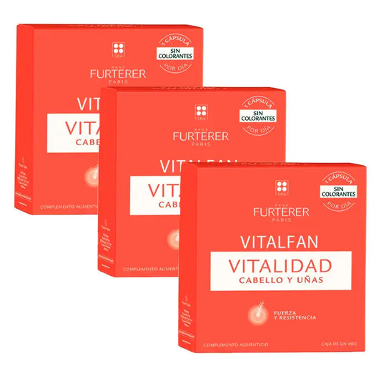Rene Furterer Vitalfan Vitality Cabelo e Unhas, Embalagem 3 x 30 cápsulas