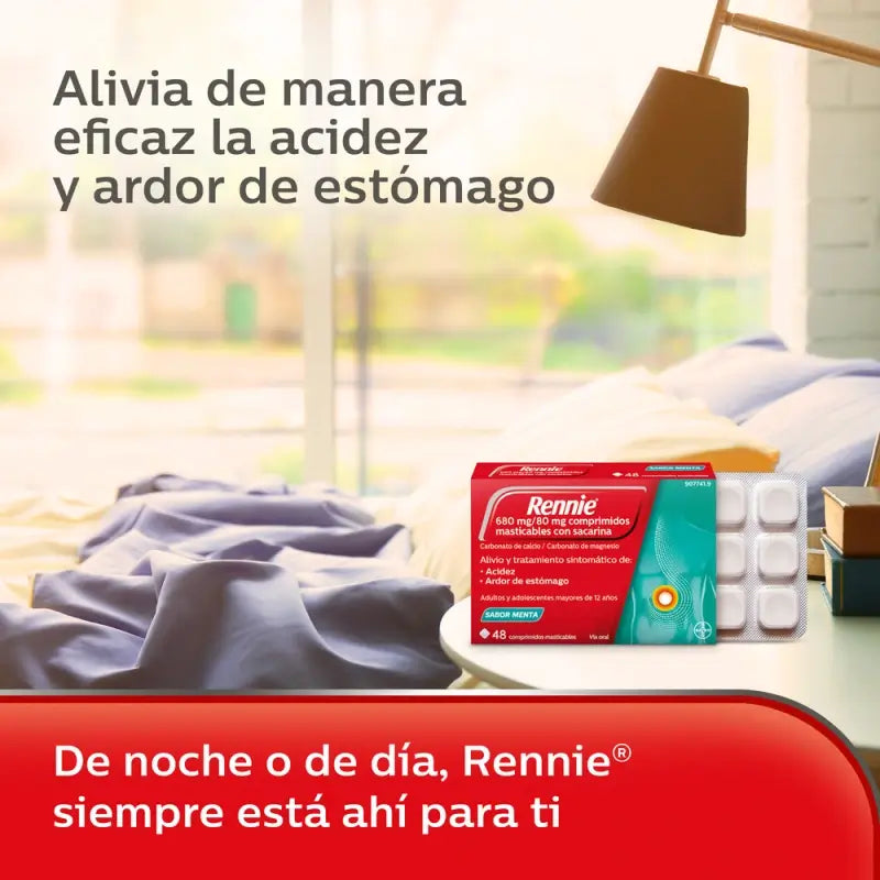 Rennie 48 comprimidos mastigáveis com sacarose de hortelã-limão