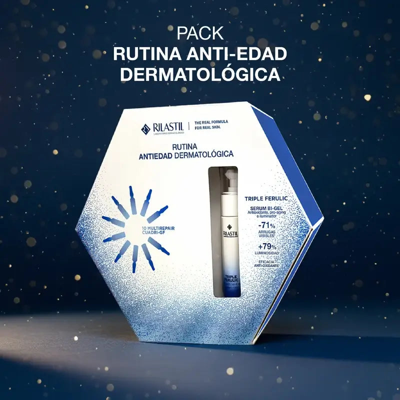 Pacote de Natal Rilastil Radiance, 30 ml + 10 ampolas x 1,5 ml