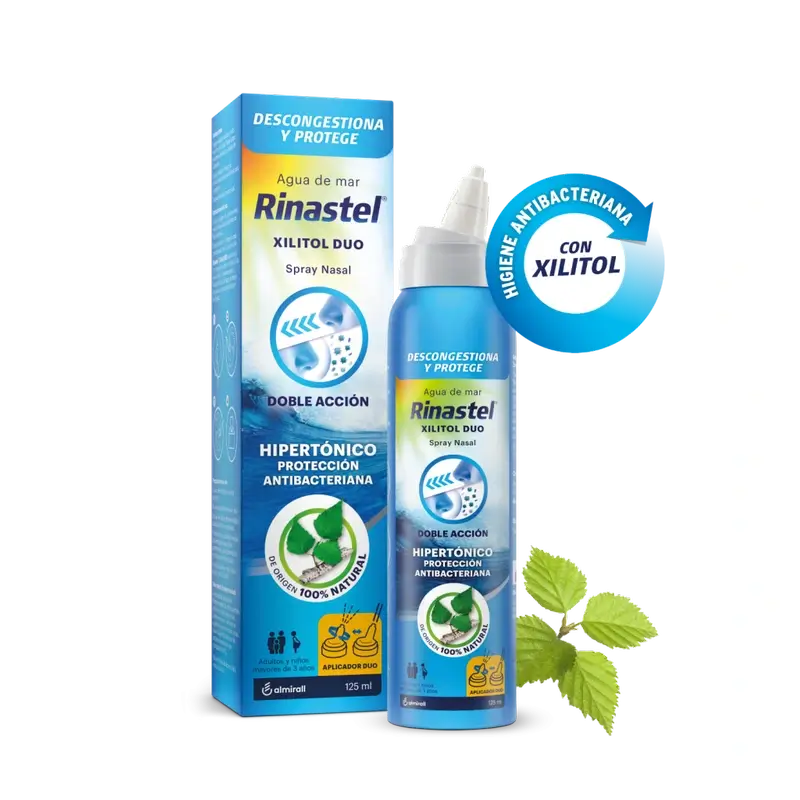 Rinastel Xylitol Hypertonic Duo Spray Nasal, 125 ml