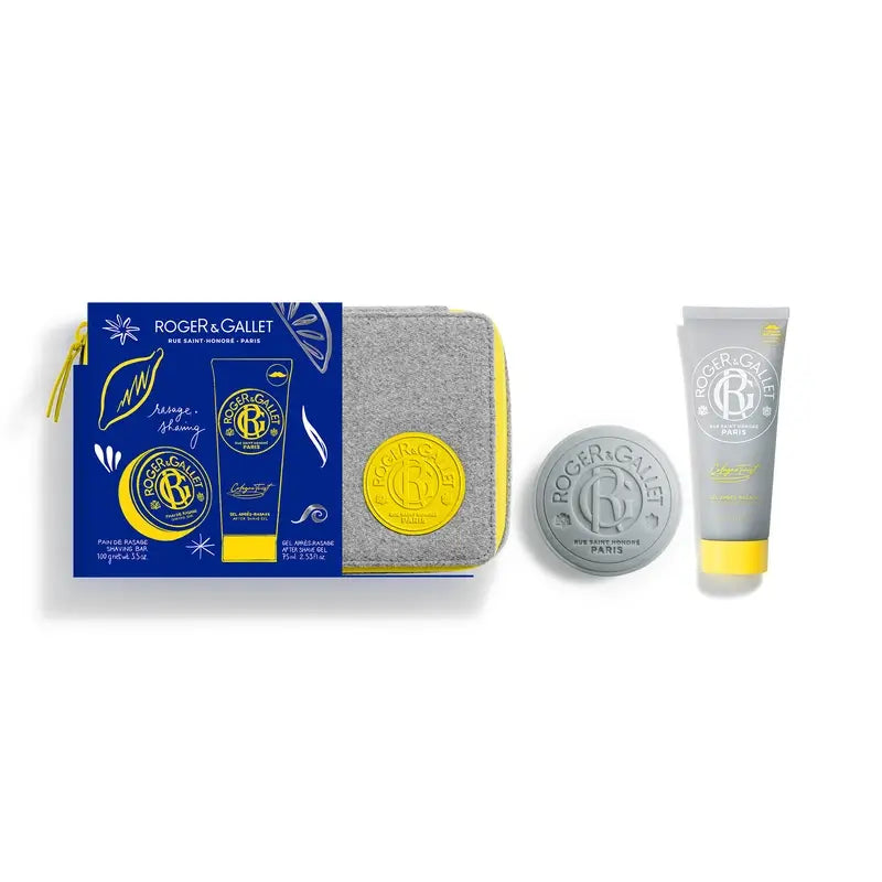 Caixa de toucador Roger & Gallet Cologne Twist, stick de barbear + gel after shave, 175 ml