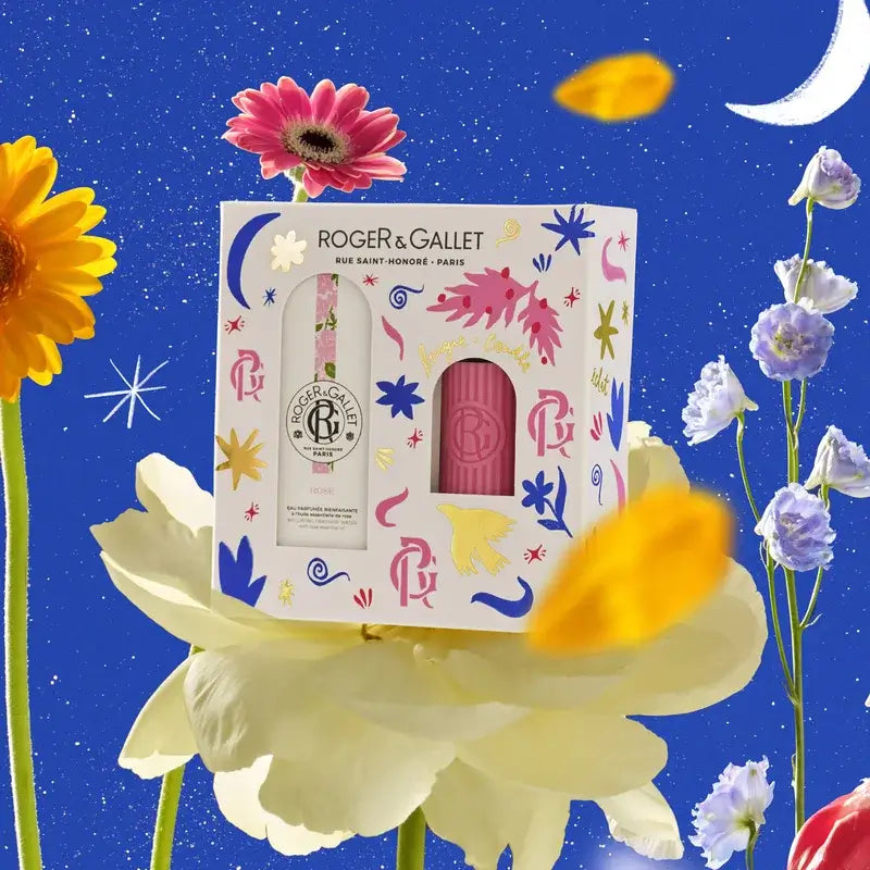 Roger & Gallet Água Perfumada Rose Wellness 100Ml + Vela Perfumada, 2 unidades