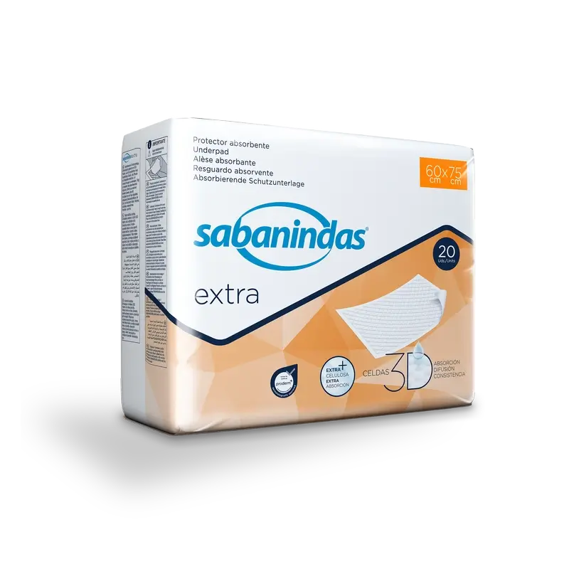 Sabanindas Extra Large Absorbent Pad 60 X 75 Cm. , 20 unidades.