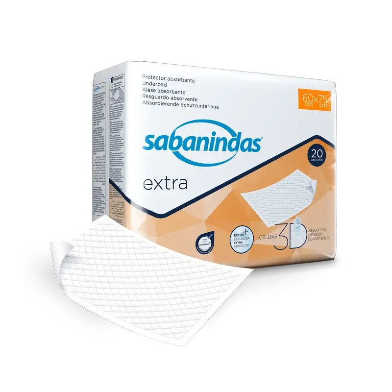 Sabanindas Extra Large Absorbent Pad 60 X 75 Cm. , 20 unidades.