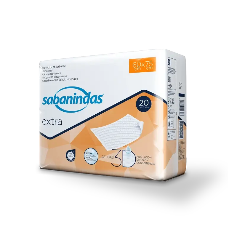 Sabanindas Extra Large Absorbent Pad 60 X 75 Cm. , 20 unidades.