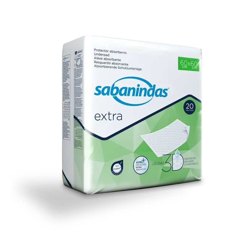 Sabanindas Extra Medium Absorbent Pad 60 X 60 Cm. , 20 unidades.