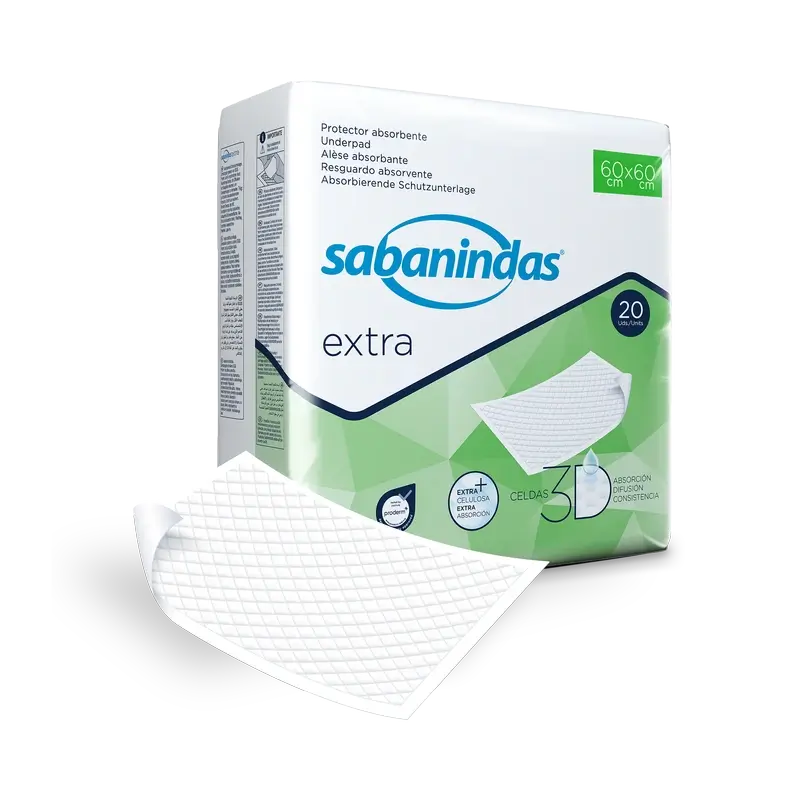 Sabanindas Extra Medium Absorbent Pad 60 X 60 Cm. , 20 unidades.