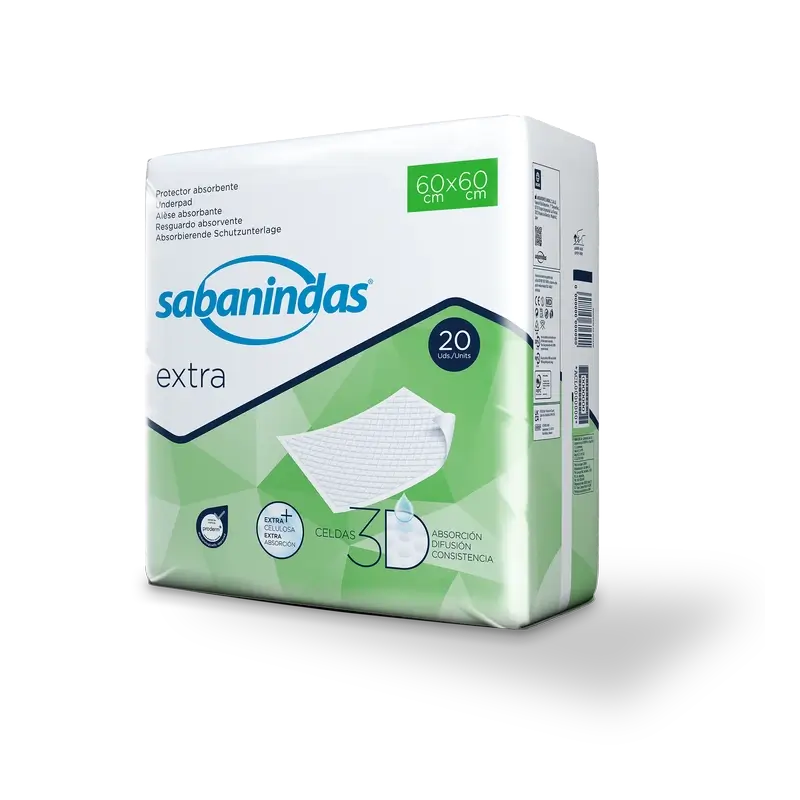 Sabanindas Extra Medium Absorbent Pad 60 X 60 Cm. , 20 unidades.