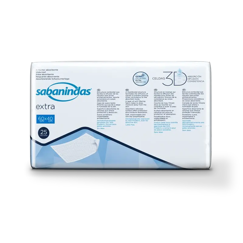 Sabanindas Extra Small Absorbent Pad 60 X 40 Cm. , 25 unid.