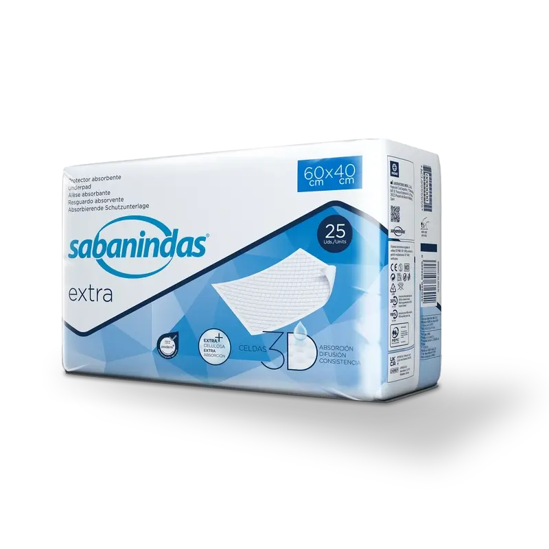 Sabanindas Extra Small Absorbent Pad 60 X 40 Cm. , 25 unid.
