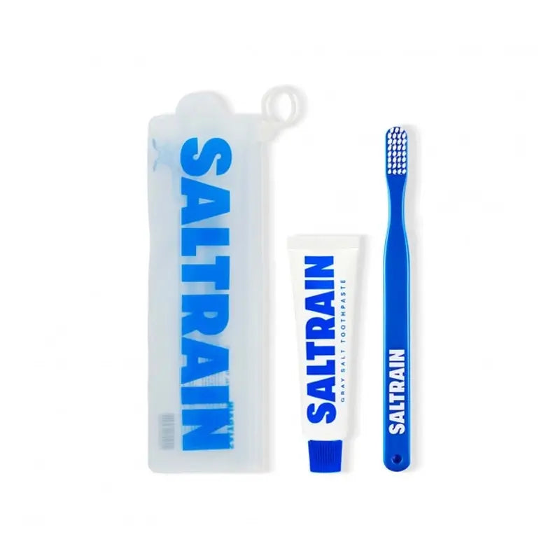 Kit de viagem Saltrain Sal cinzento azul e um pincel