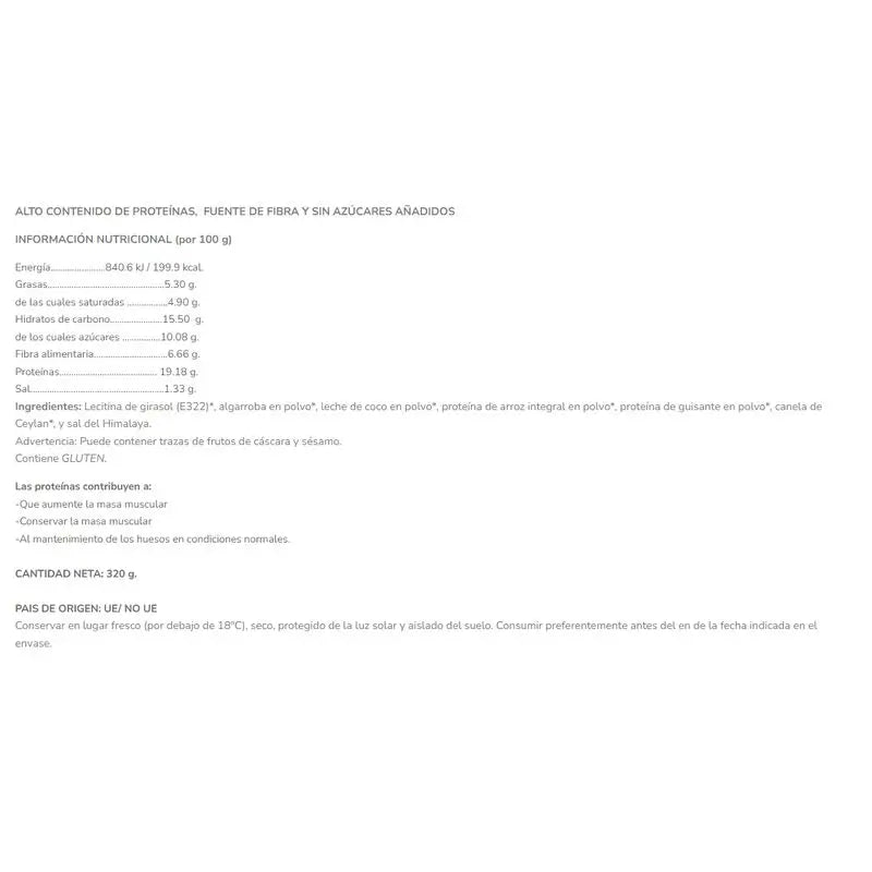 Salud Viva Batido de Proteína Cappuccino 320Gr. Eco