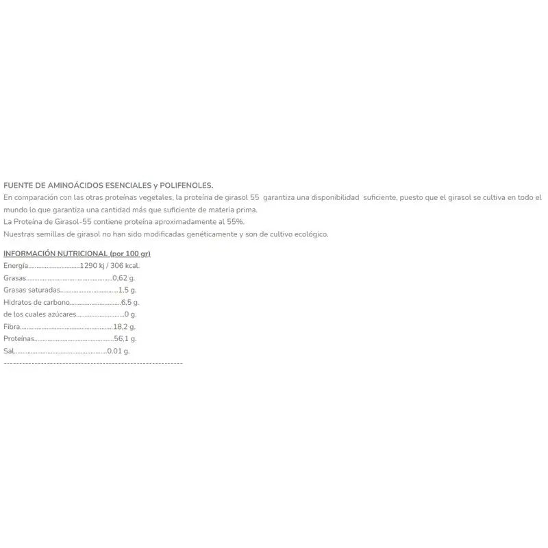 Salud Viva Proteína de Girassol 55% 200Gr Bio Sg S/A Vegan