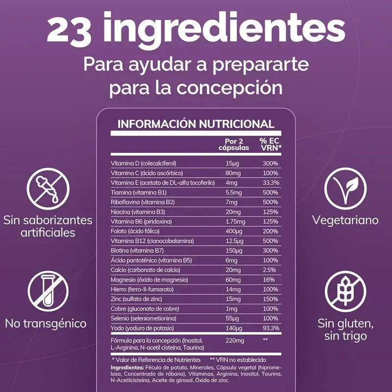 Sasmar Conceive Plus Apoio à Fertilidade Feminina, 60 Cápsulas