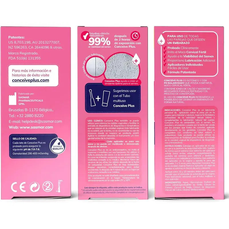 Sasmar Conceive Plus Lubrificante, 8 aplicadores de dose única