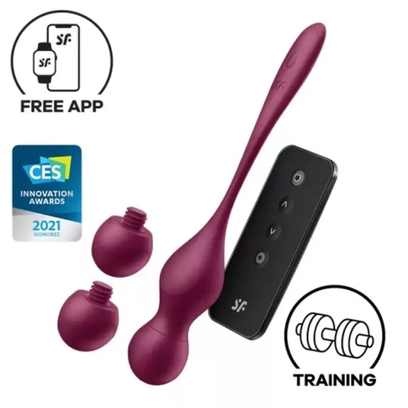 Satisfyer Love Birds Vary Bolas Vibratórias Aplicação Gratuita Vinho Tinto