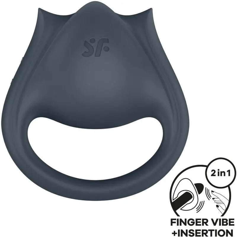 Satisfyer Perfect Pair 2 Multivibrador 2 em 1 Anel para o Pénis e Estimulador de Dedos Cinzento