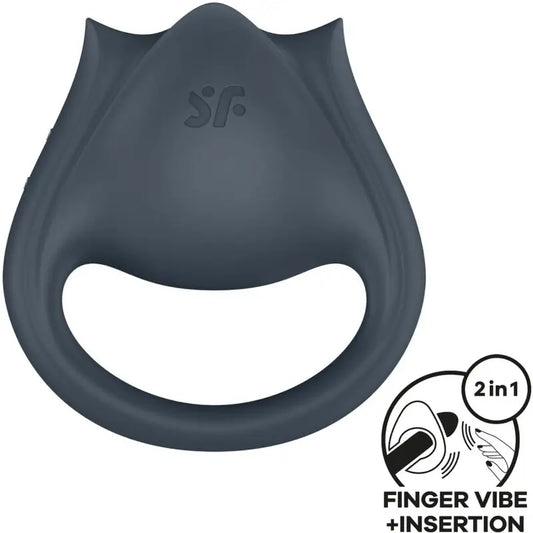 Satisfyer Perfect Pair 2 Multivibrador 2 em 1 Anel para o Pénis e Estimulador de Dedos Cinzento