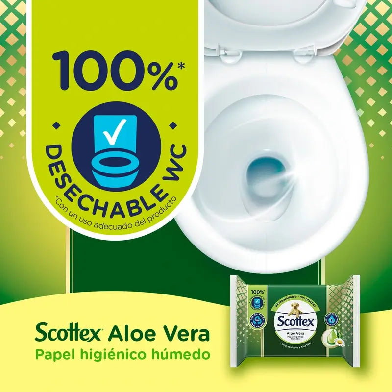 Papel higiénico húmido Scottex Aloe Vera , 66 unidades