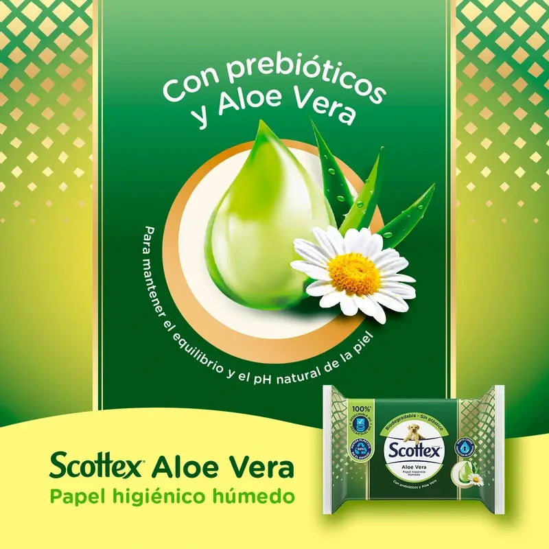 Papel higiénico húmido Scottex Aloe Vera , 66 unidades