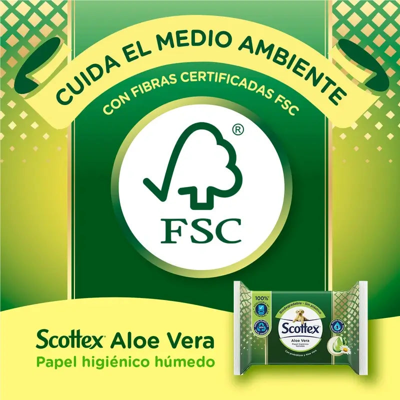 Papel higiénico húmido Scottex Aloe Vera , 66 unidades