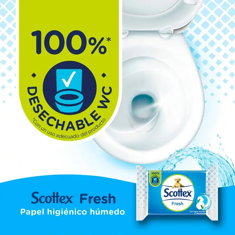 Scottex Fresh Wet Toilet Tissue , 74 unidades