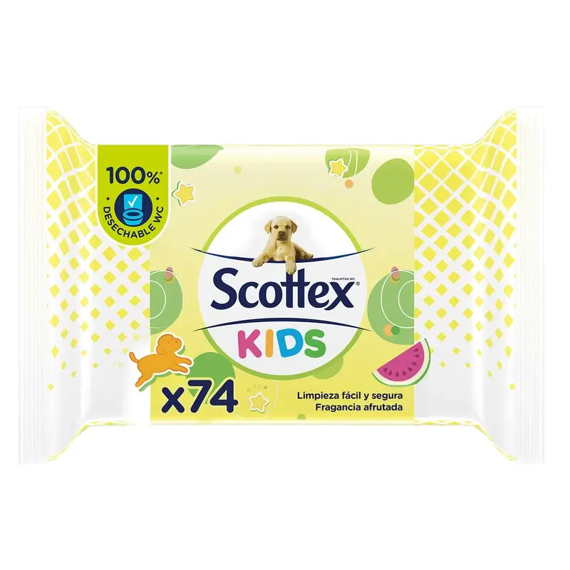 Papel higiénico húmido Scottex Junior , 74 unidades