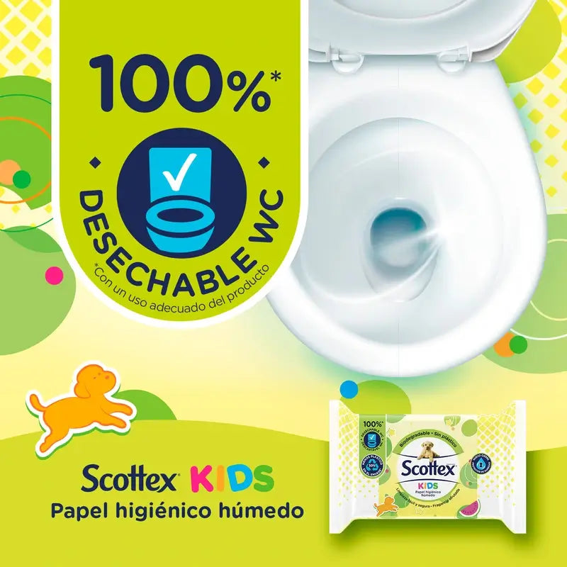 Papel higiénico húmido Scottex Junior , 74 unidades