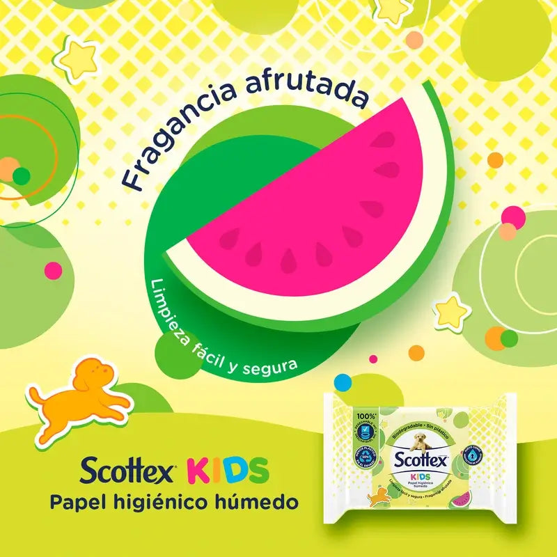 Papel higiénico húmido Scottex Junior , 74 unidades
