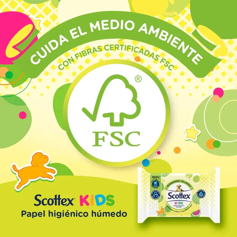 Papel higiénico húmido Scottex Junior , 74 unidades